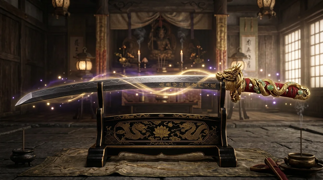 Bishamonten Sword sacred void blade weapon showcase in Onimusha Way of the Sword