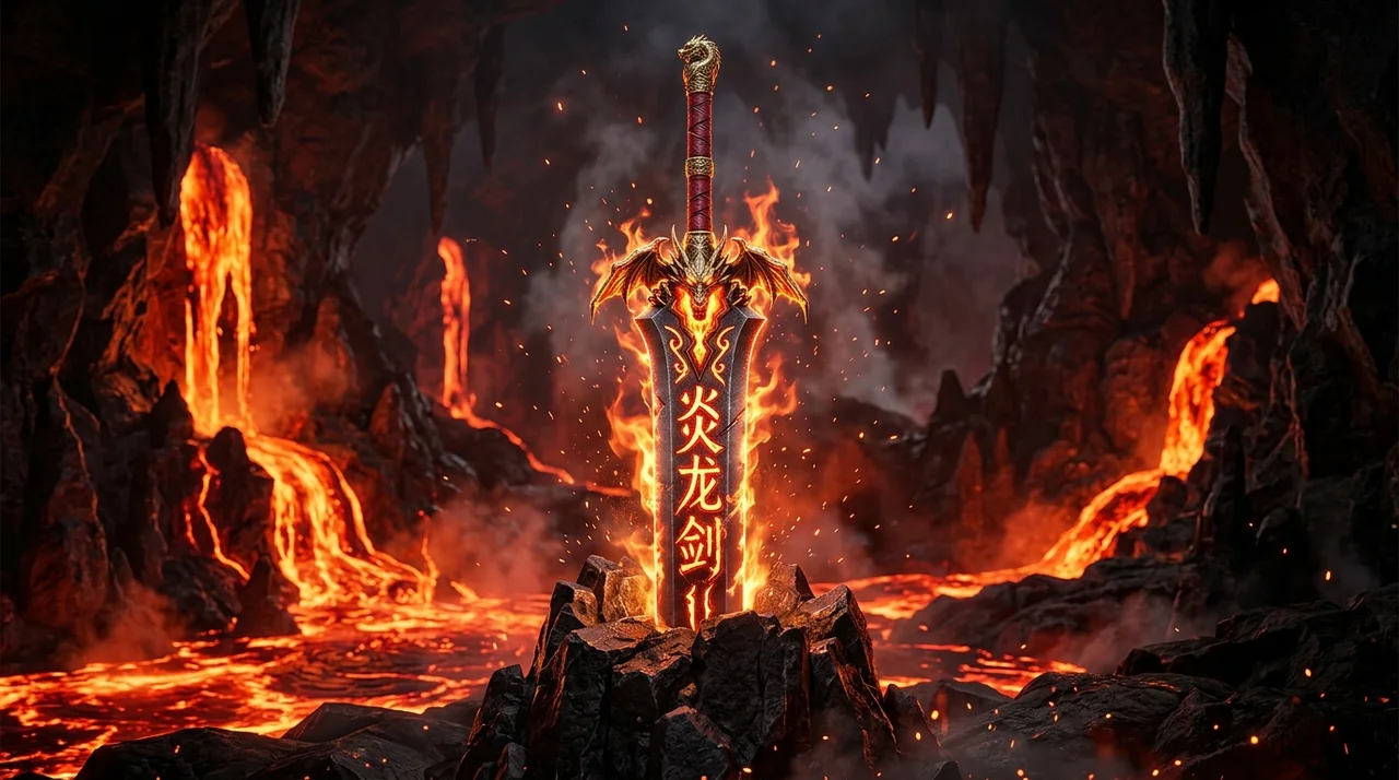Enryu Flame Greatsword blazing with magma runes in Onimusha Way of the Sword